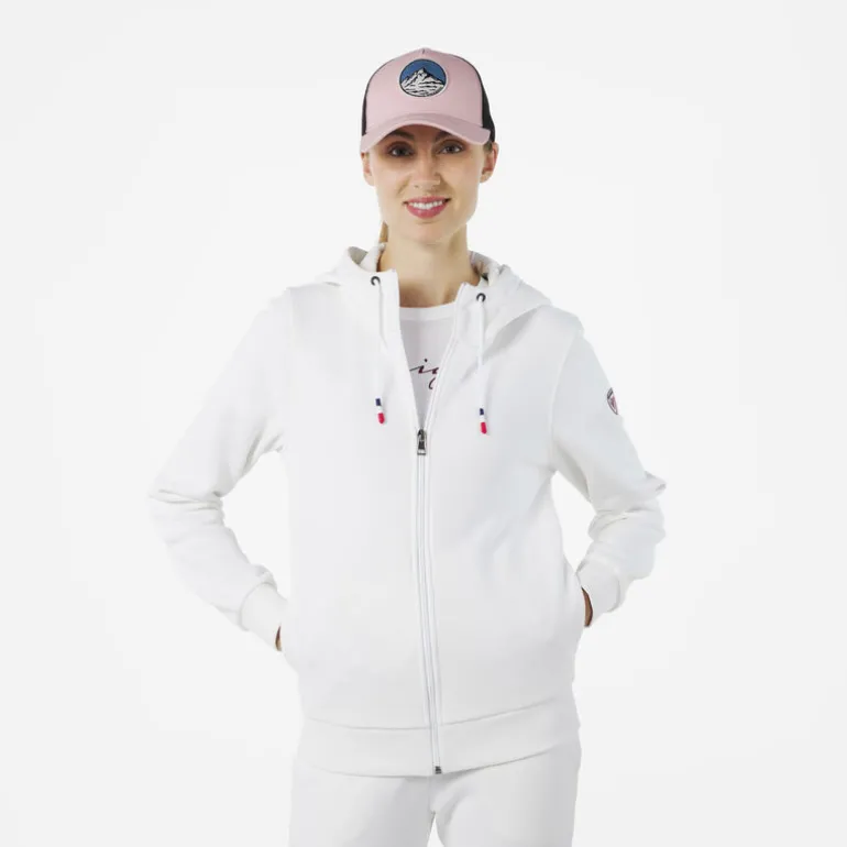 Women's full-zip hooded logo cotton sweatshirt