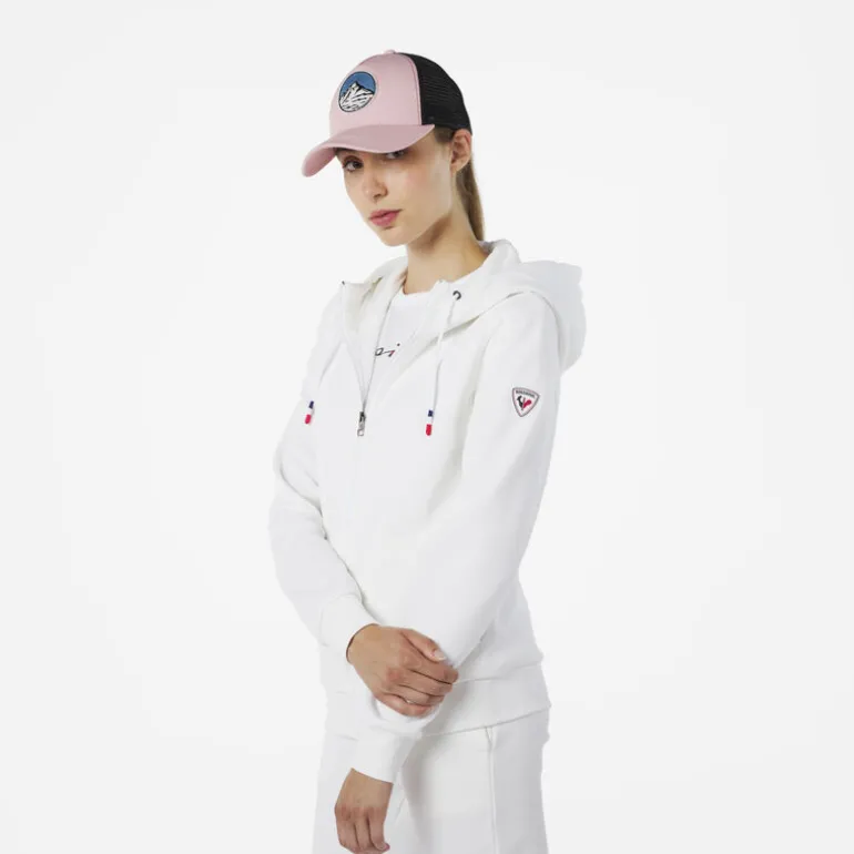 Women's full-zip hooded logo cotton sweatshirt