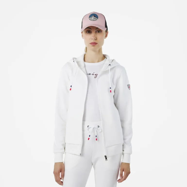 Women's full-zip hooded logo cotton sweatshirt